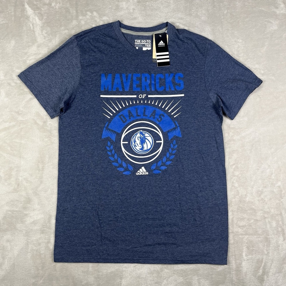 Dallas Mavericks T-Shirt Mens Large Blue Adidas Go-To Performance Tee Climalite